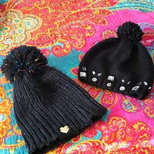 Betsey Johnson Sparkle Pom Beanies (2)